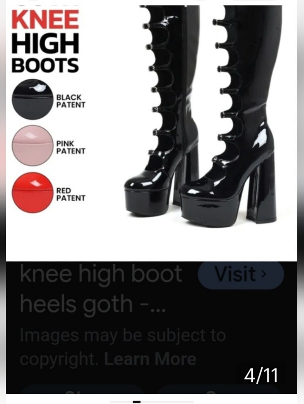 Black Goth Chunky Platform Summer Boots 😍 - Picture 4 of 11